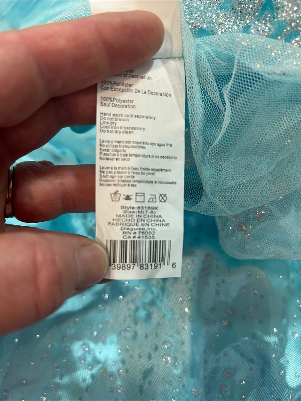Pixar Elsa dress Blue Sparkle Princess Kids Costume Dress 7/8 - Picture 8 of 10